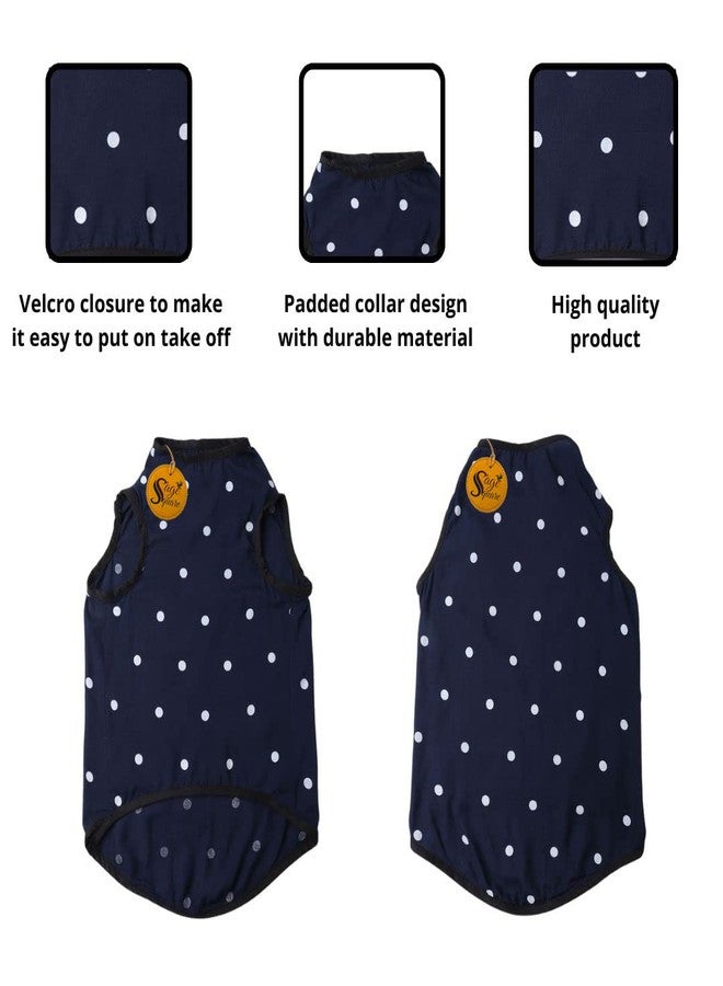 سايج سكوير تيشيرت للكلاب مطبوع عليه رسومات مربعة مميزة، تيشيرت عصري للكلاب، فائق النعومة وخفيف الوزن، ملابس مريحة وجيدة التهوية للكلاب، زي عصري (مقاس كبير - 22 بوصة) (أزرق منقط) - Image 4